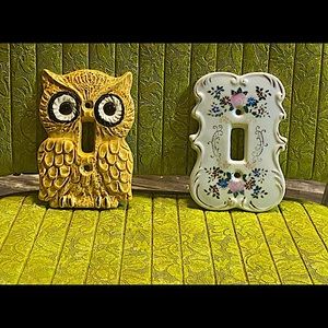 COPY - Vintage, Collectible Enesco Owl and Arnart Floral Switchplate Covers